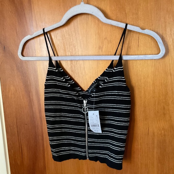 PacSun / Kendall and Kylie Tank Top Knit Black White Stripe NWT - Picture 1 of 10